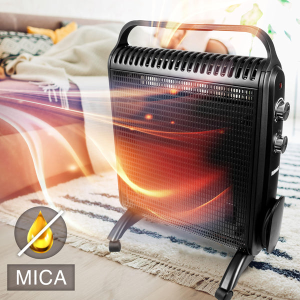 Duronic Electric Heater HV180 WE 2000W Oil Free Radiator Convection Heater Free Standing Radiator Mica Panel Heaters Portable Radiators with Micathermic Panels Convector for Home, Bedroom, Office