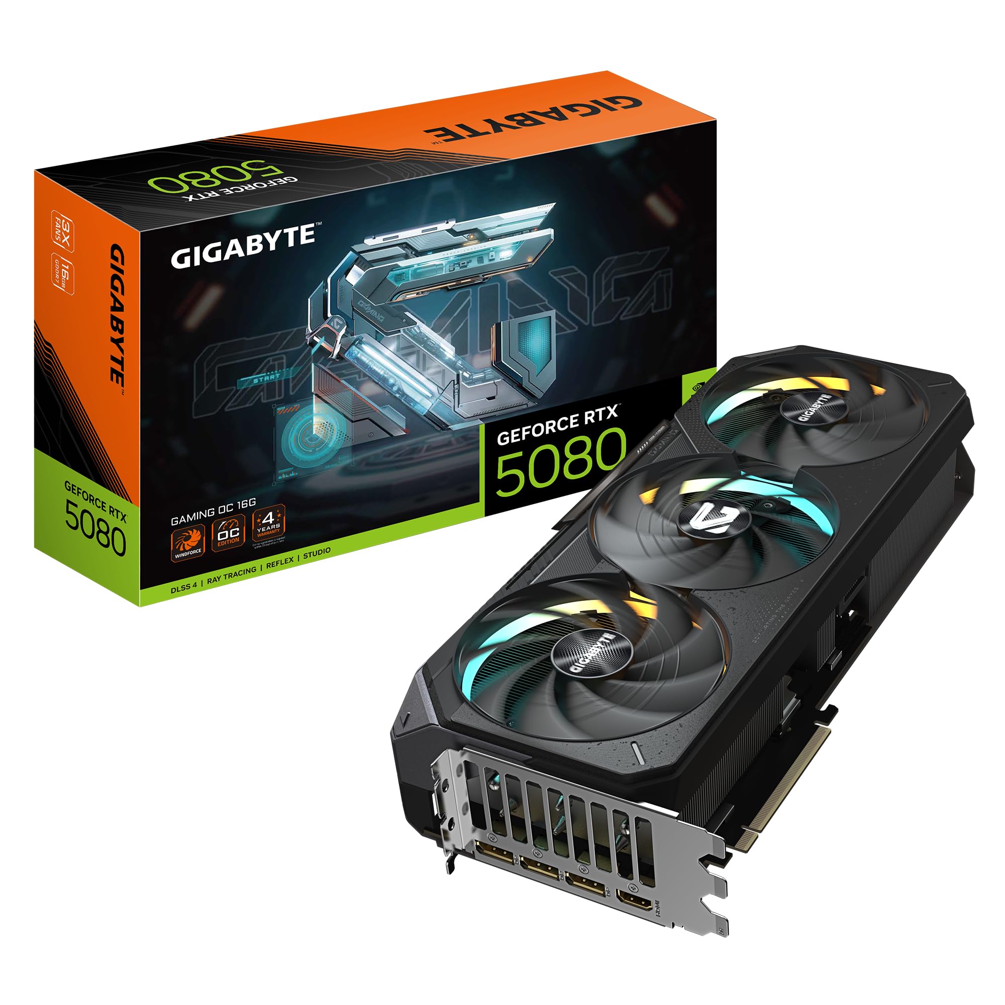 Gigabyte GeForce RTX 5080 WINDFORCE OC SFF 16G Graphics Card - 16GB GDDR7, 256bit, PCI-E 5.0, 2670MHz Core Clock, 3 x DP 2.1a, 1 x HDMI 2.1b, GV-N5080WF3OC-16GD