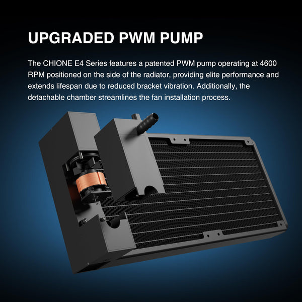 GAMDIAS CHIONE E4 240mm AIO Liquid CPU Cooler, Real-Time Digital Display Patented PWM Pump, 2 x 120mm Easy Cable Management Daisy Chained Fans w/ ARGB Sync, Intel LGA 1851/1700/1200；AMD AM5/AM4, Black