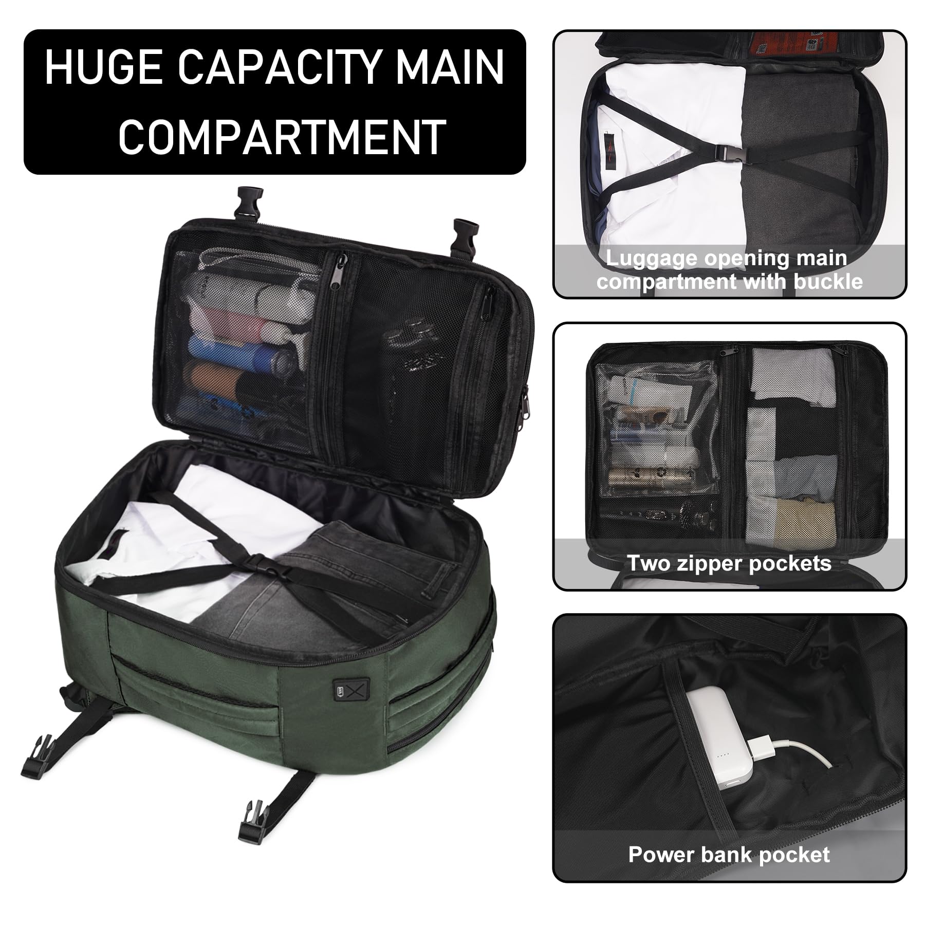 ECOHUB Easyjet Cabin Bag 45x36x20 Underseat Backpack Travel Rucksack 13 Pocket Hand Luggage Waterproof Recycled PET Eco Friendly Carry On Bag for Women & Men 30L Pink