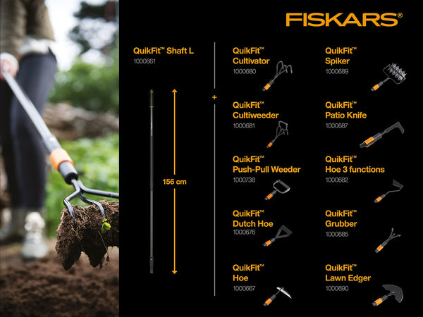 "Fiskars Lawn Spiker, Tool Head Compatible with All QuikFit Handles, Width: 17 cm, steel, Black/Orange, 1000689"