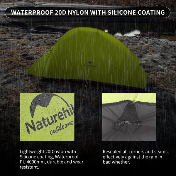 Naturehike Cloud up 1 Person Backpacking Tent Lightweight Camping Hiking Dome Tent for 1 Man