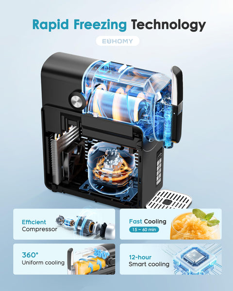 EUHOMY Slush Machine 2.6L Large Capacity Professional Frozen Drink Maker, No Ice Needed, Self-Cleaning, 5 Preset Programs & Child Lock, Slushie Machine for Frappés, Milkshake, Cocktail, Wine