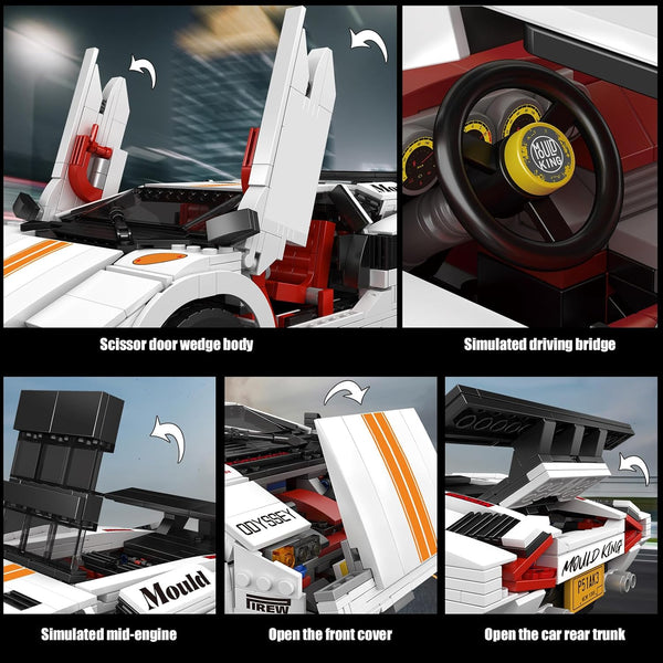 Mould King Super Sports Car Building Blocks Set, 1349 Pieces MOC Building Kit Toys Collectible Set for Adults, Sports Car Model