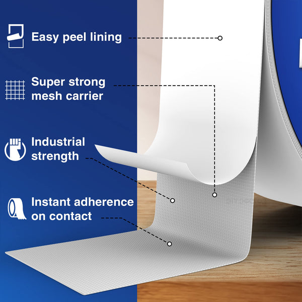 DIY Doctor Heavy Duty Double Sided Carpet Tape – 20m long x 21mm wide, No Residue Extra Strong Sticky Rug Grip Adhesive Tape, Ideal for Home & Professional Use