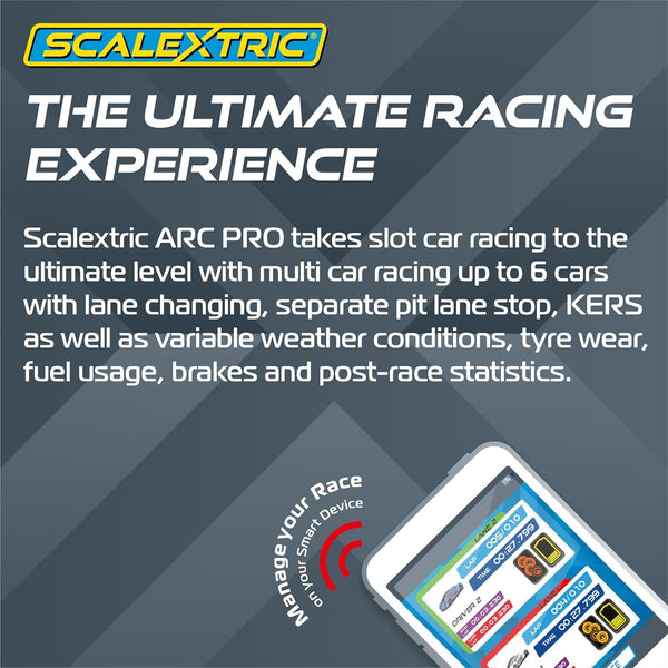 Scalextric Digital Racing Track Sets for Kids - ARC PRO: Pro Platinum Race Set - App Controlled Electric Kids Race Track Ages 8+, Slot Car Race Tracks, Multi-Car Racing & Lane Changing - 1:32 Scale
