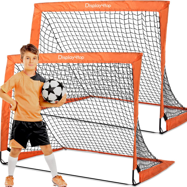 Display4top Set of 2 Football Goal with Carry Bag, Footballs Net for Kids Teens, Foldable Pop-up Goals Indoor Outdoor Sport Training for Garden, Park,