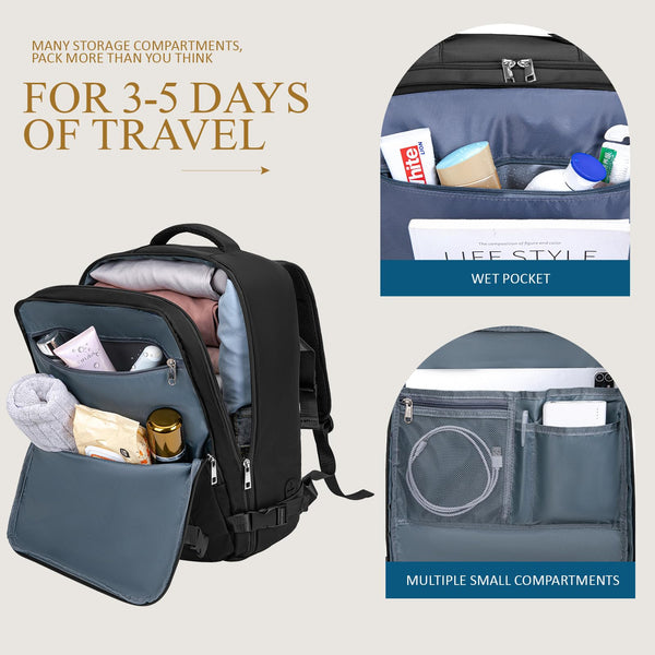 Cabin Bag 45x36x20 for New Easyjet, Underseat Cabin Luggage Bags Carry on Travel Backpack Cabin Size for Airplanes, 30L Hand Luggage Suitcase Water Resistant Laptop Backpacks Black