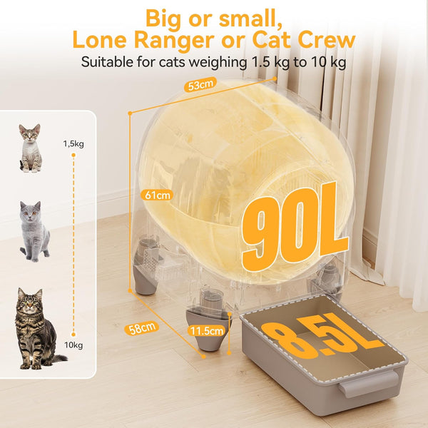 Devoko 90L Self cleaning cat litter tray,APP Control,9 safety sensors,Easy Clean litter robot,Extra Large litter boxes for Multiple Cats,Anti-pinch Smart Robot,Automatic cat litter tray for Multi-Cats