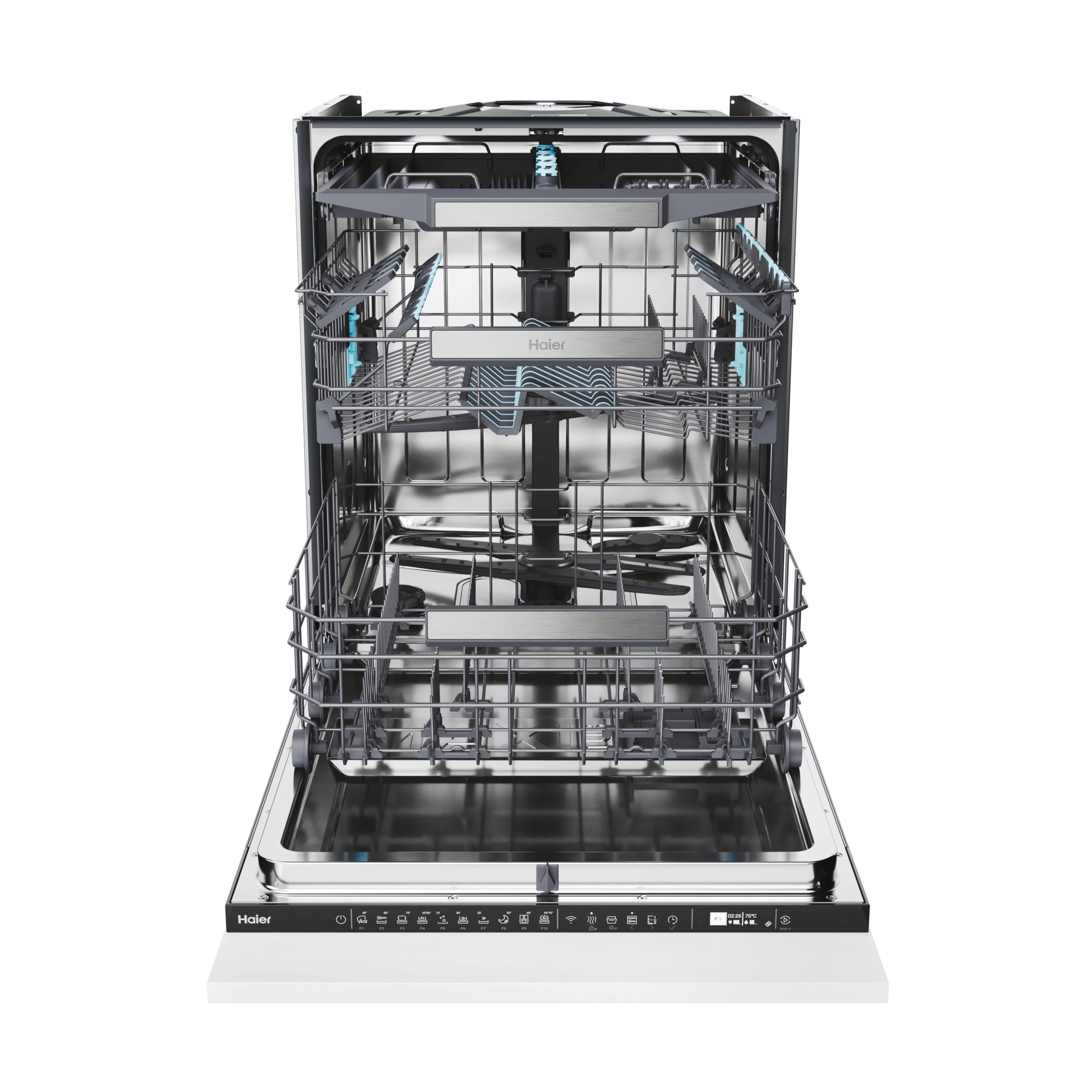 Haier XI1C3TB2FB-80 I-Pro Shine Series 4 Integrated Dishwasher, 11 place Setting, Black Bezel, C Rated
