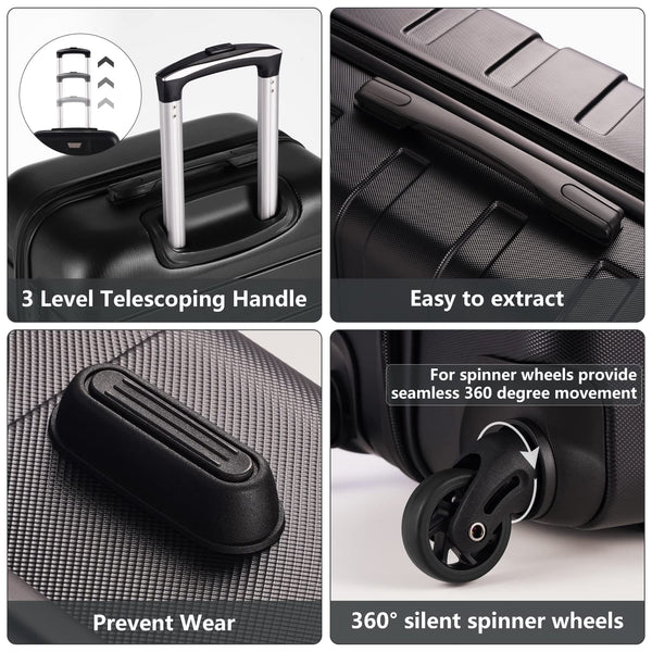 COOLIFE Suitcase Trolley Carry On Hand Cabin Luggage Hard Shell Travel Bag Lightweight with TSA Lock and Durable 4 Spinner Wheels (Lemon Yellow, L(77cm 93L))