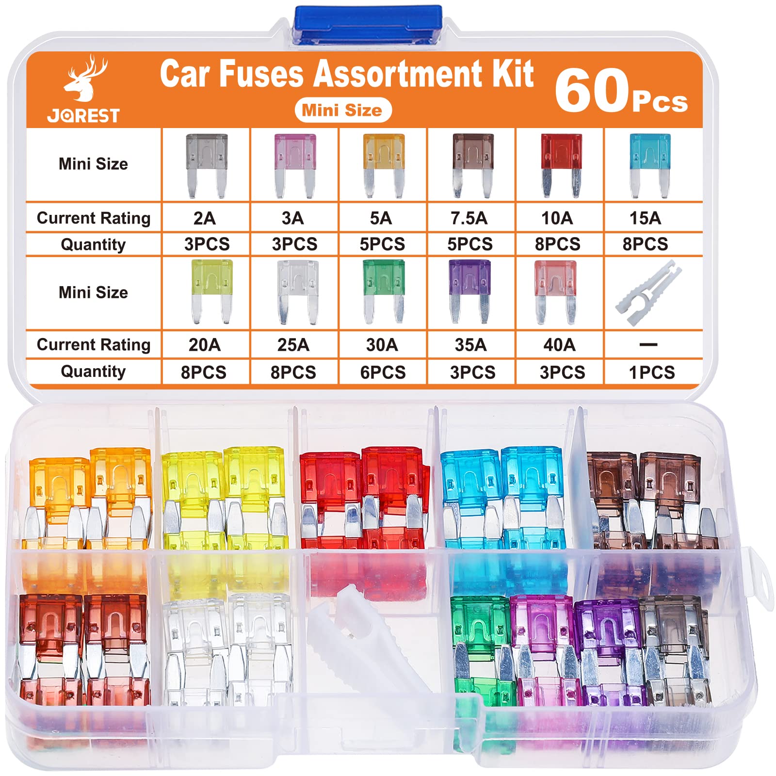 JOREST 300Pcs Car Fuses Assorted Kit, 160 Mini Blade Fuses Automotive + 90 Standard Mixed Fuses + 50 Micro Fuse Set + Fuse Puller – for RV Truck Motorcycle(2Amp 3A 5A 7.5A 10A 15A 20A 25A 30A 35A 40A)