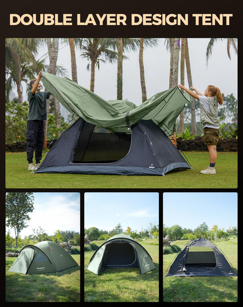 KingCamp Camping Tent for 4 Man, Ultralight Waterproof Dome Tent, Compact and Backpack-Friendly, Ideal Tent for Camping, Trekking and Outdoors