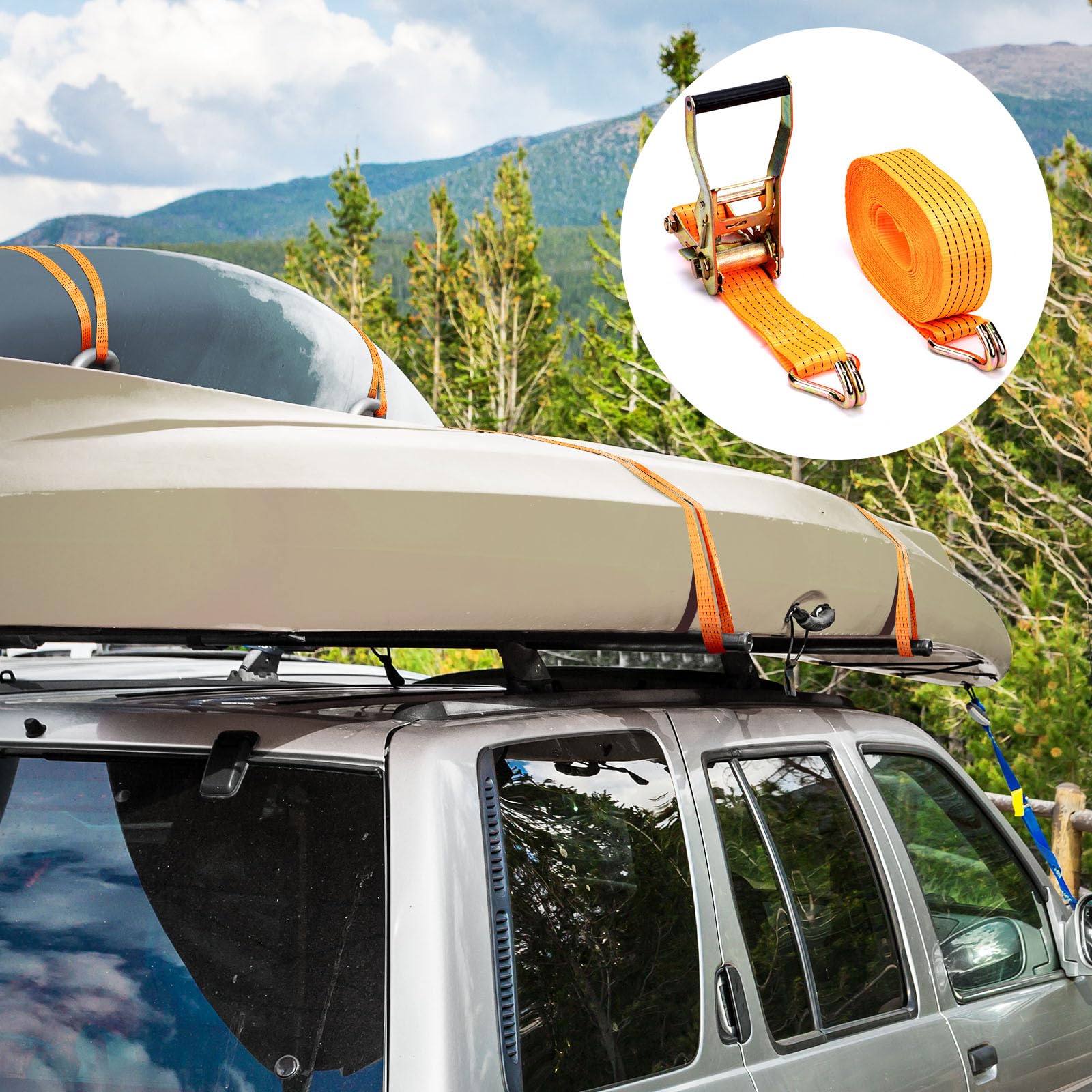 maXpeedingrods 10 x Lashing Straps Ratchet Strap Tie Down 5000kg x 6m x 50mm Heavy Duty Trailer Tension Belts with Iron Handle and Double J Hook 5000kg 5Ton