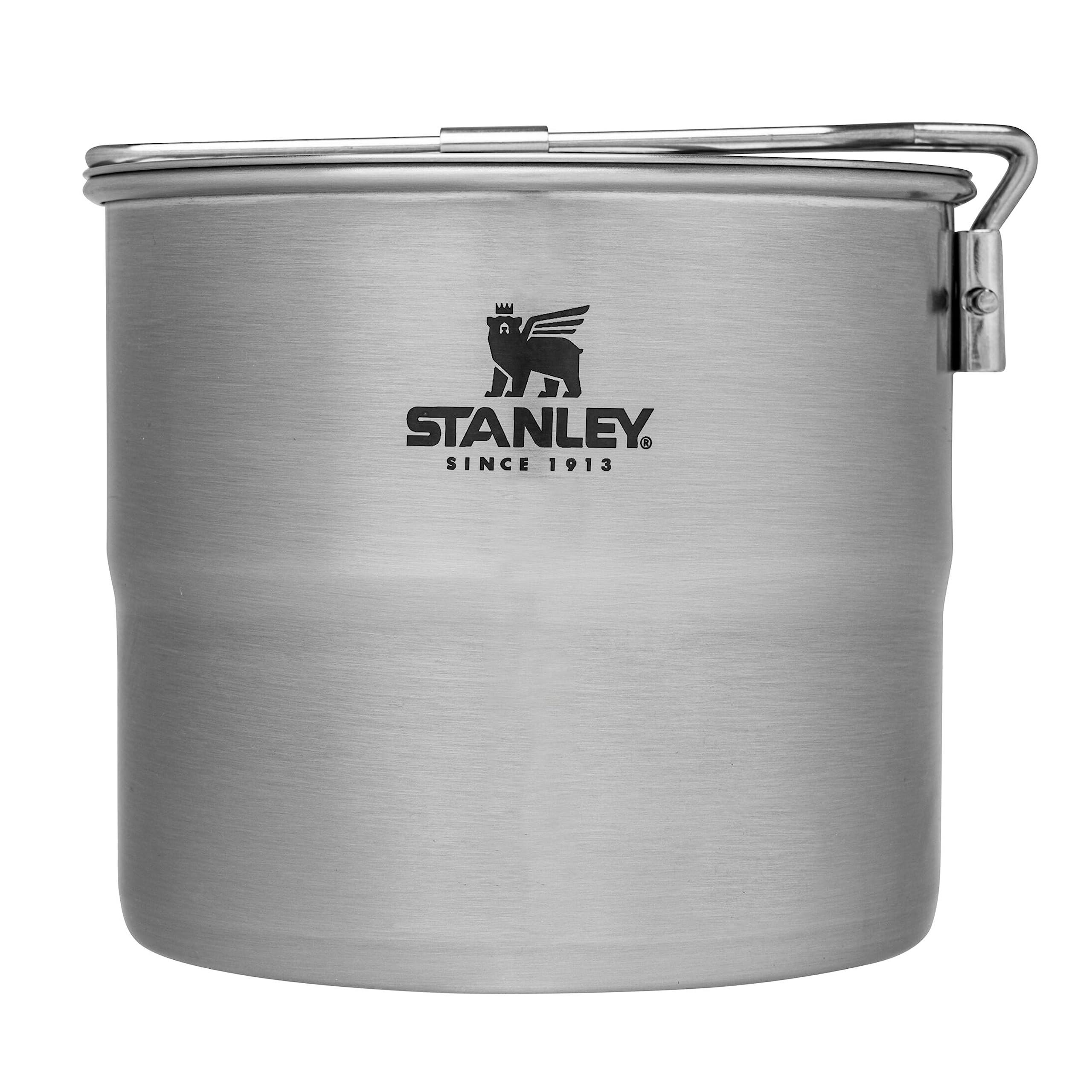 Stanley Adventure Stainless Steel Camping Cooking Set for Two 1.0L / 1.1 QT with Bowls and Sporks - 6 Piece Camp Cook Set - Stainless Steel Pot with Lid - Cookware for Backpacking and Camping