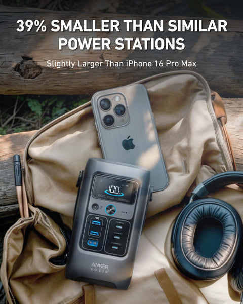 Anker SOLIX C200 DC Power Bank Station, 192Wh Portable Power Station, LiFePO4 Battery, 200W Solar Generator, for Outdoor Camping, Traveling, and Emergencies (No Wall Adapter Included)