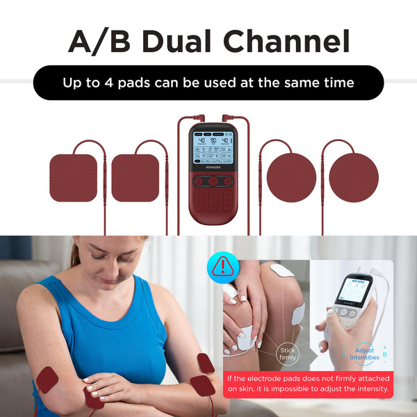 4 in 1 - D.I.Y & Tens Unit & EMS & Massage Muscle Stimulator, Dual Channel Therapy Machine for Pain Relief, FDA Cleared Rechargeable Electronic Pulse Massager,with 12pcs Electrode Pads