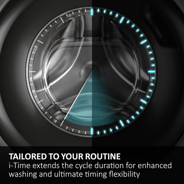 Haier HWQ90B416FWB-UK 9kg Integrated Washing Machine, A Rated, White & Black