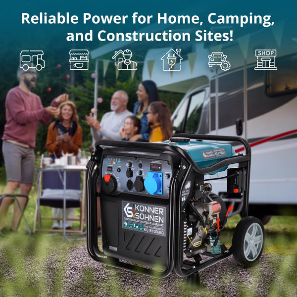 Könner & Söhnen KS 3100iG S portable LPG/petrol inverter generator 3100 W,UK Plug Socket 1x13 A (230 V), 2 USB ports,copper winding,silent inverter generator,dual fuel generator