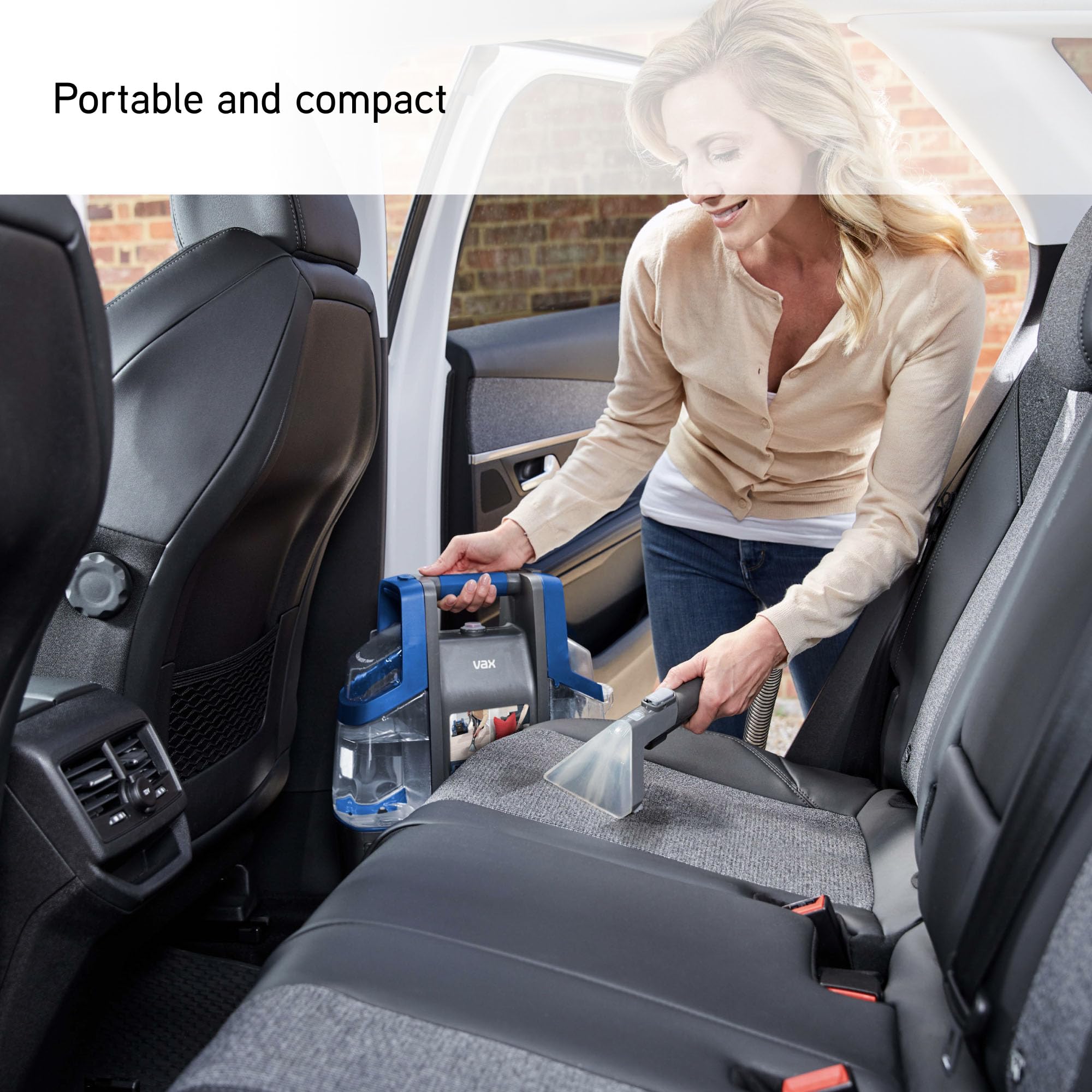 Vax CDCW-CSXA SpotWash Duo Spot Cleaner, Car, Upholstery, Sofa Carpet Cleaning Machine, Included Pet Tool & Solution Removes Spills & Stains, Portable and Compact Design, 1 Liter, Grey/Blue