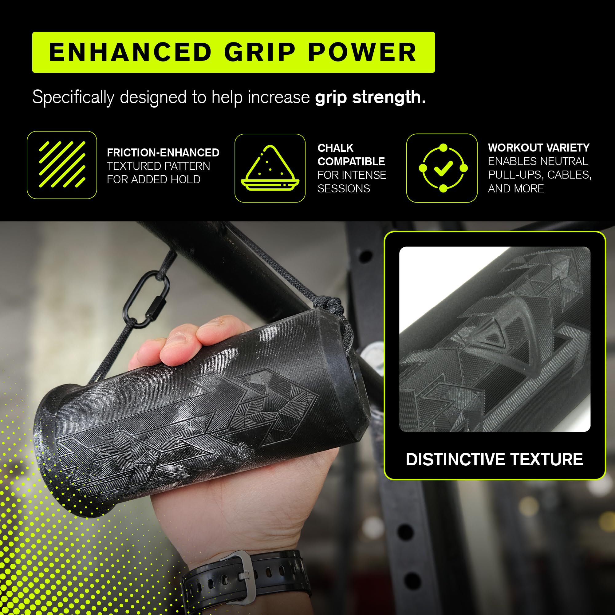 Duonamic Switch Pull Up Grips - Climbing Grip Trainer for Improving Grip Strength - Includes 3 Different Grip Sizes - Compatible with Eleviia Pull up