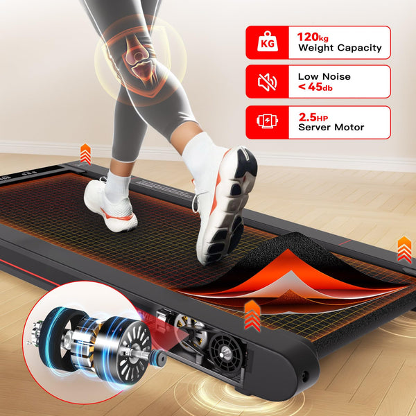 Sperax 4 in 1 Vibration Walking Pad, Portable Under Desk Treadmill, with Vibration Mode & APP Remote, Black RM02 with 5% and 10% Incline