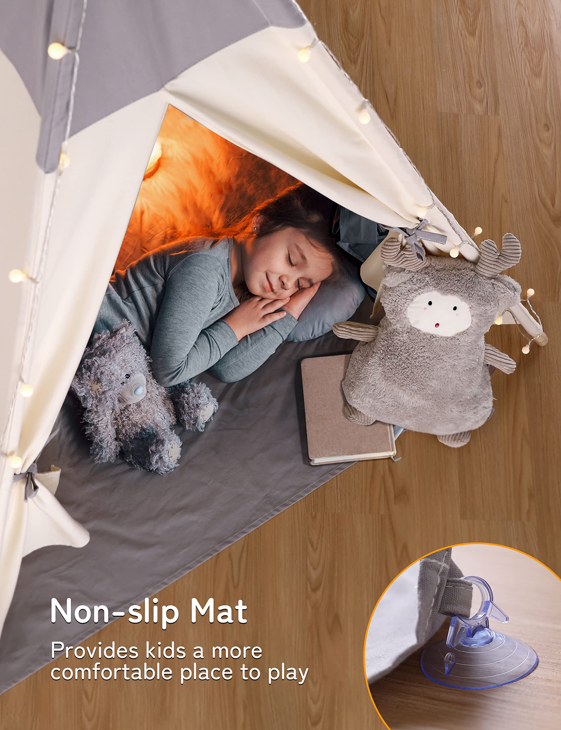 besrey Kids Play Tent Playhouse for Indoor & Outdoor – Spacious Design with Windows, Christmas Tree Flag & Lights Included