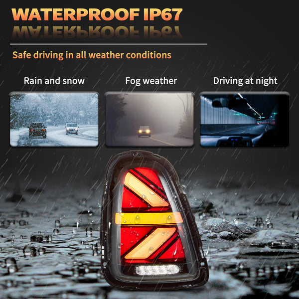 VLAND LED Rear Lights Compatible with Mini Cooper R56 R57 R58 R59 2007-2013, w/Startup Dynamic Display & Sequential Turn Indicator, 1 Set (Red)