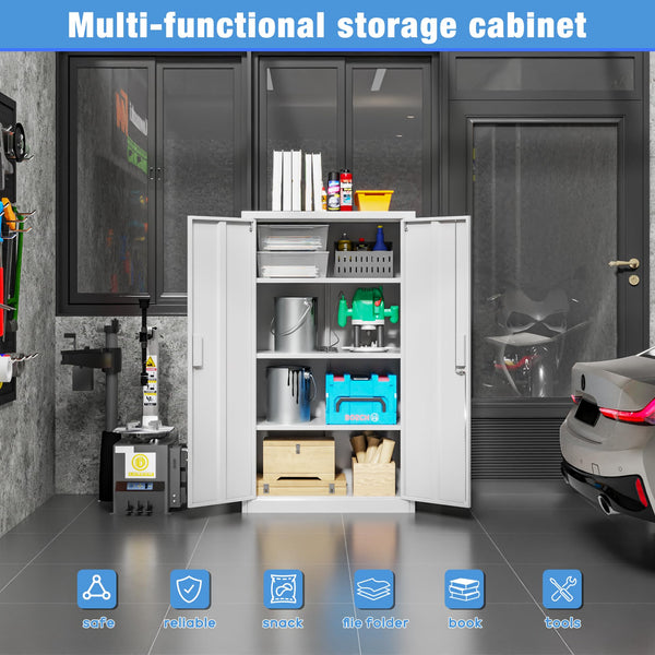 Metal Storage Cabinet with 2 Door and 3 Adjustable Shelves,140X80x40CM Steel Cabinet for Warehouse,Garage,Home,Office,Easy Assemble Required(Black/White)