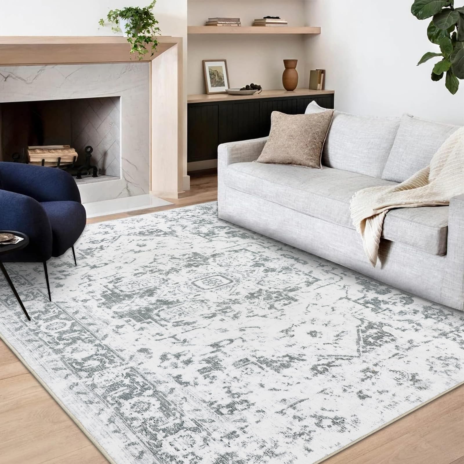 Famibay Area Rug 180x270cm Living Room Rugs Soft Fluffy Bedroom Rugs Vintage Washable Non Slip Carpet for Living Room Bedroom Dining Room Office