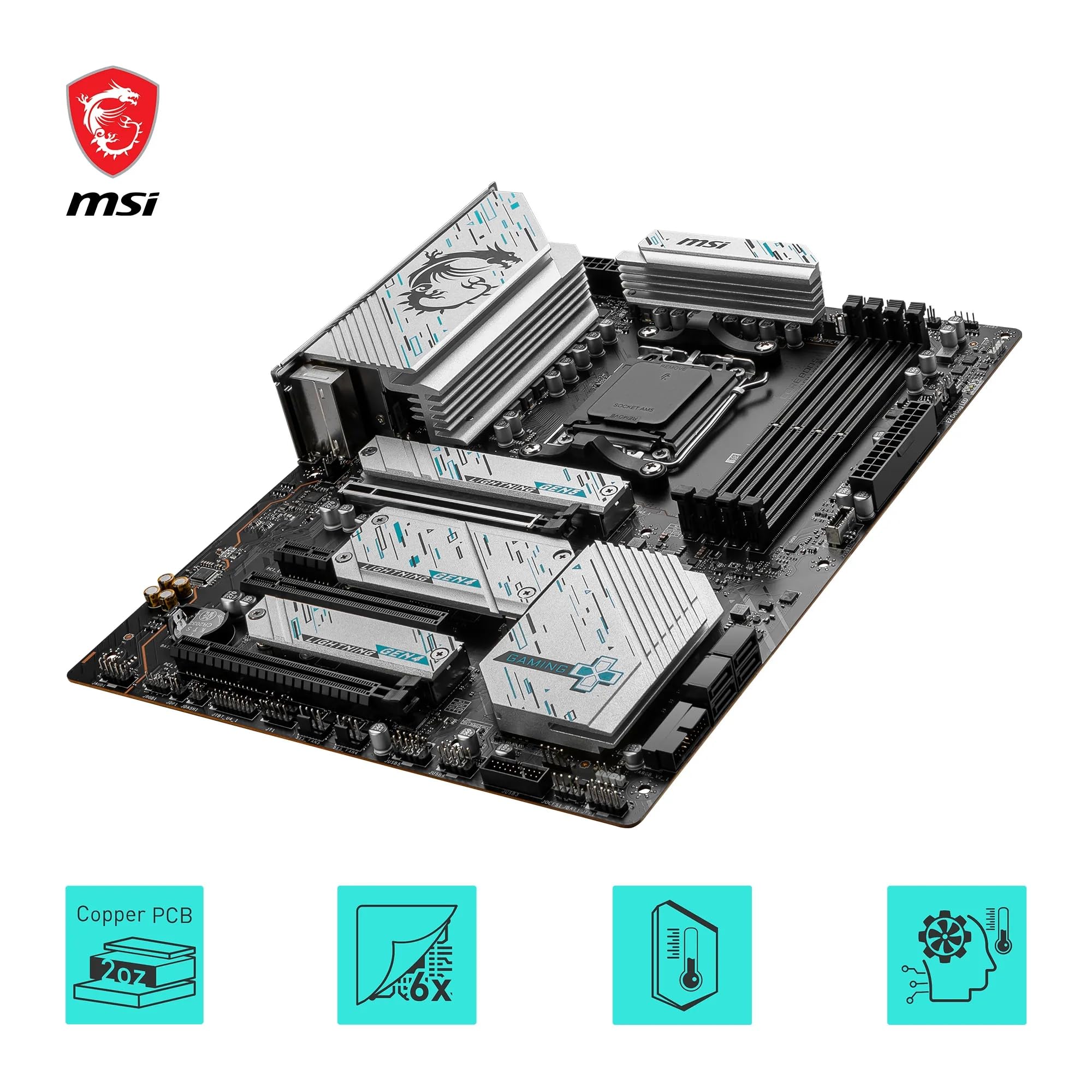 MSI X670E GAMING PLUS WIFI Motherboard, ATX - Supports AMD Ryzen 9000 / 8000 / 7000 Series Processors, AM5 - 80A SPS VRM, DDR5 Memory Boost 7800+ MHz/OC, PCIe 5.0 x16, M.2 Gen5, Wi-Fi 6E
