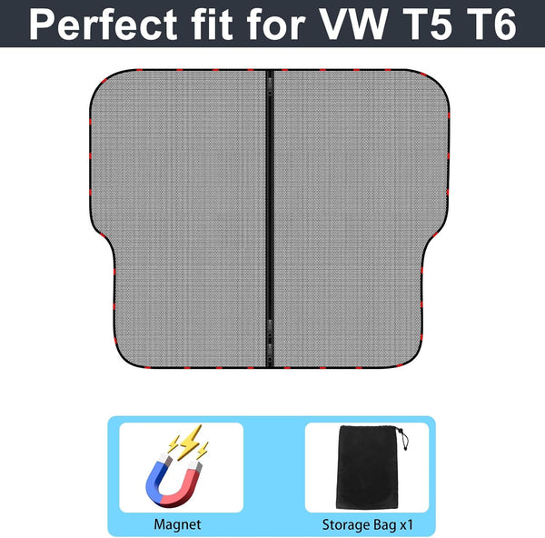 ZATOOTO Van Bug Screen for VW T5 T6, Magnetic Rear Door Mosquito Screen Net with Zipper Closure, Fly Screen Mosquito Net for Outdoor Camping