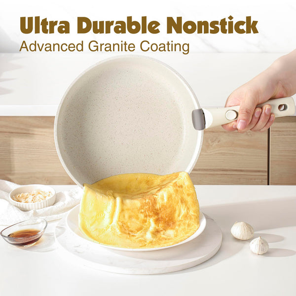 SENSARTE 17 Piece Pots and Pans Set, Nonstick Detachable Handle Cookware, Induction Kitchen Cookware Set with Removable Handle, Healthy Non Stick RV Cookware, Oven Safe (Black)