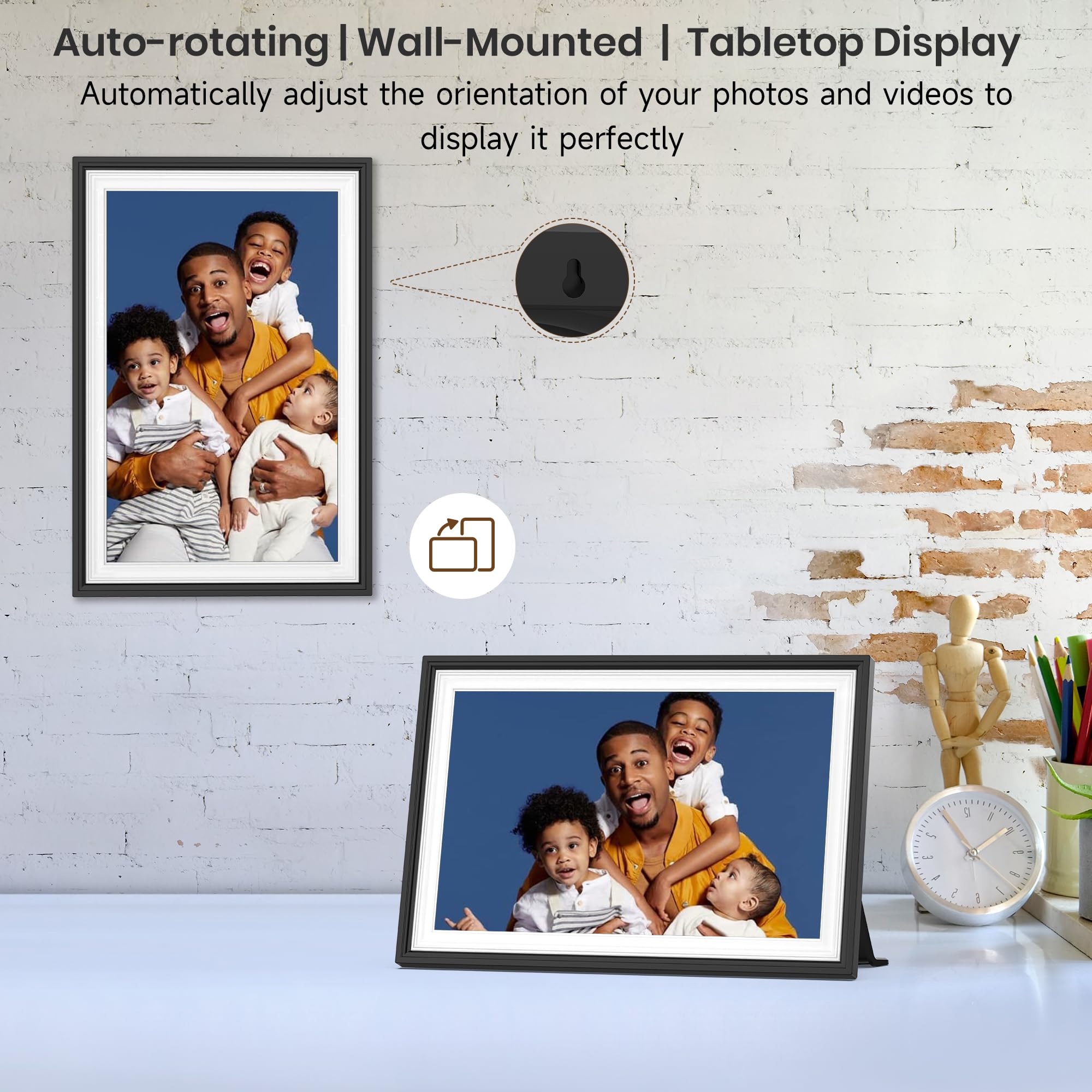 Frameo WiFi Digital Photo Frame 10.1 Inch - 1280x800 HD IPS Touch Screen Picture Frame Electronic, 32GB Memory, Auto Rotate, Wall Mountable, Digital PictureFrame for Sharing Photos and Videos