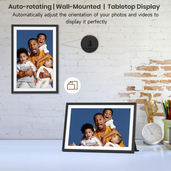 Frameo WiFi Digital Photo Frame 10.1 Inch - 1280x800 HD IPS Touch Screen Picture Frame Electronic, 32GB Memory, Auto Rotate, Wall Mountable, Digital PictureFrame for Sharing Photos and Videos