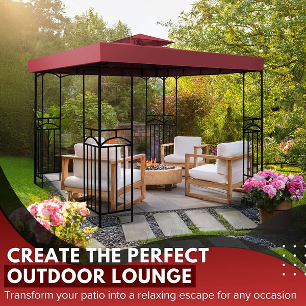 Flexzion Gazebo Top Replacement 10x10 Feet - Canopy Replacement Cover for Double Canopy Tent Dual Tier Pop Up Gazebo Tent Netting Cover, Water, Dirt,