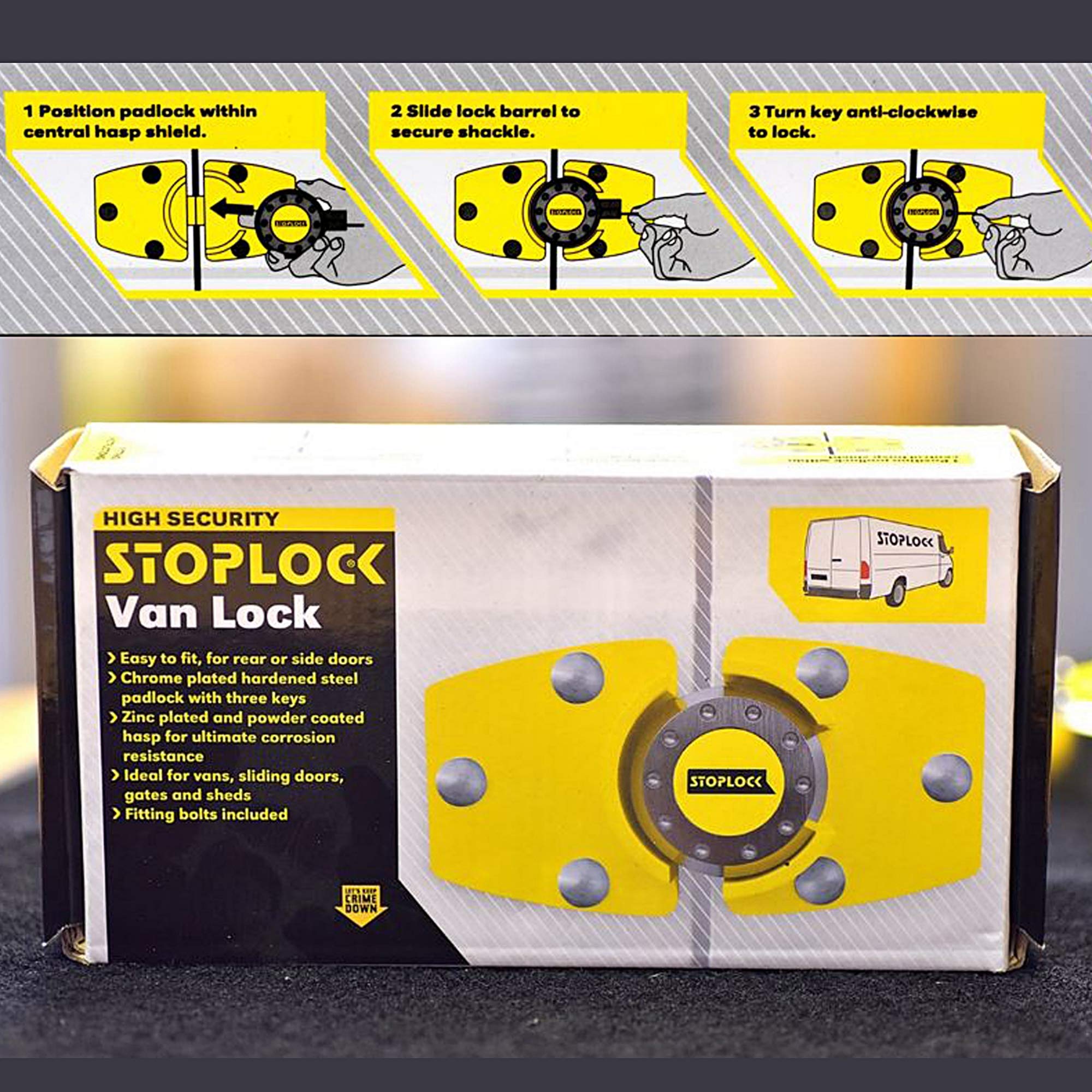 Stoplock Wheel Clamp HG 400-00 - Anti-Theft Lock Device for Small-Wheeled Cars Caravans Trailers With 13" to 15" Wheels , Yellow