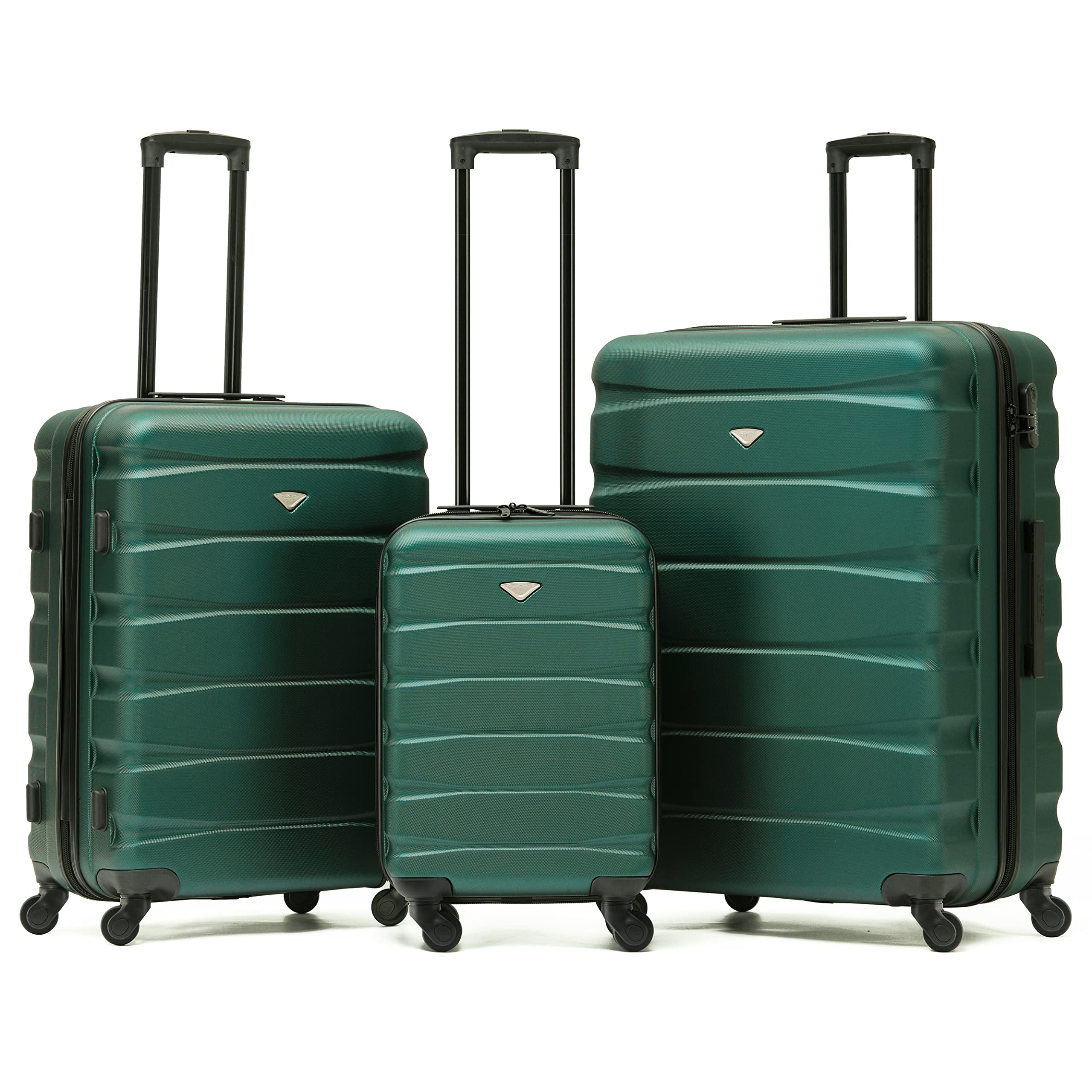 Flight Knight Set of 3 Lightweight 4 Wheel ABS Hard Case Suitcases Cabin & Hold Luggage Options Approved for Over 100 Airlines Including easyJet, British Airways, Ryanair, Jet2 & Many More