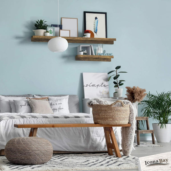 Icona Bay 36 Inch (91 cm) Floating Shelves for Wall, Set of 3 in Walnut Brown, Modern Rustic Style, Wall Mounted Display Shelves, Picture Ledges