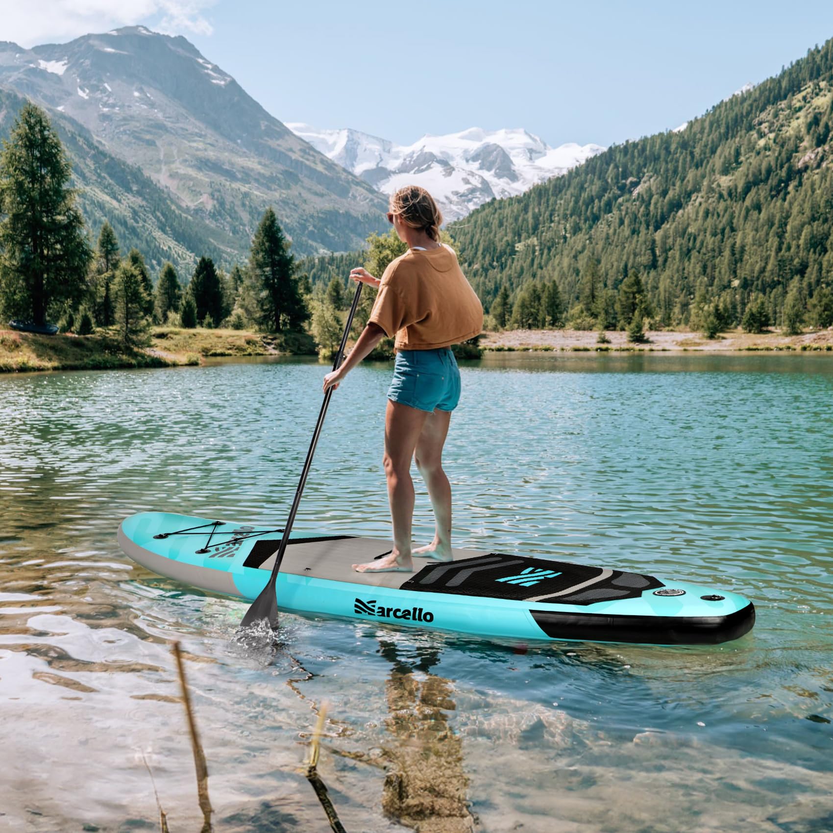 Paddle Board, Inflatable Stand Up Paddle Board, 10‘6/11' ×33"×6" Ultra-light SUP Board with Hand Pump, Leash, Repair Kit, Waterproof Phone Case and Waterproof Bag, Paddle Board for Adults