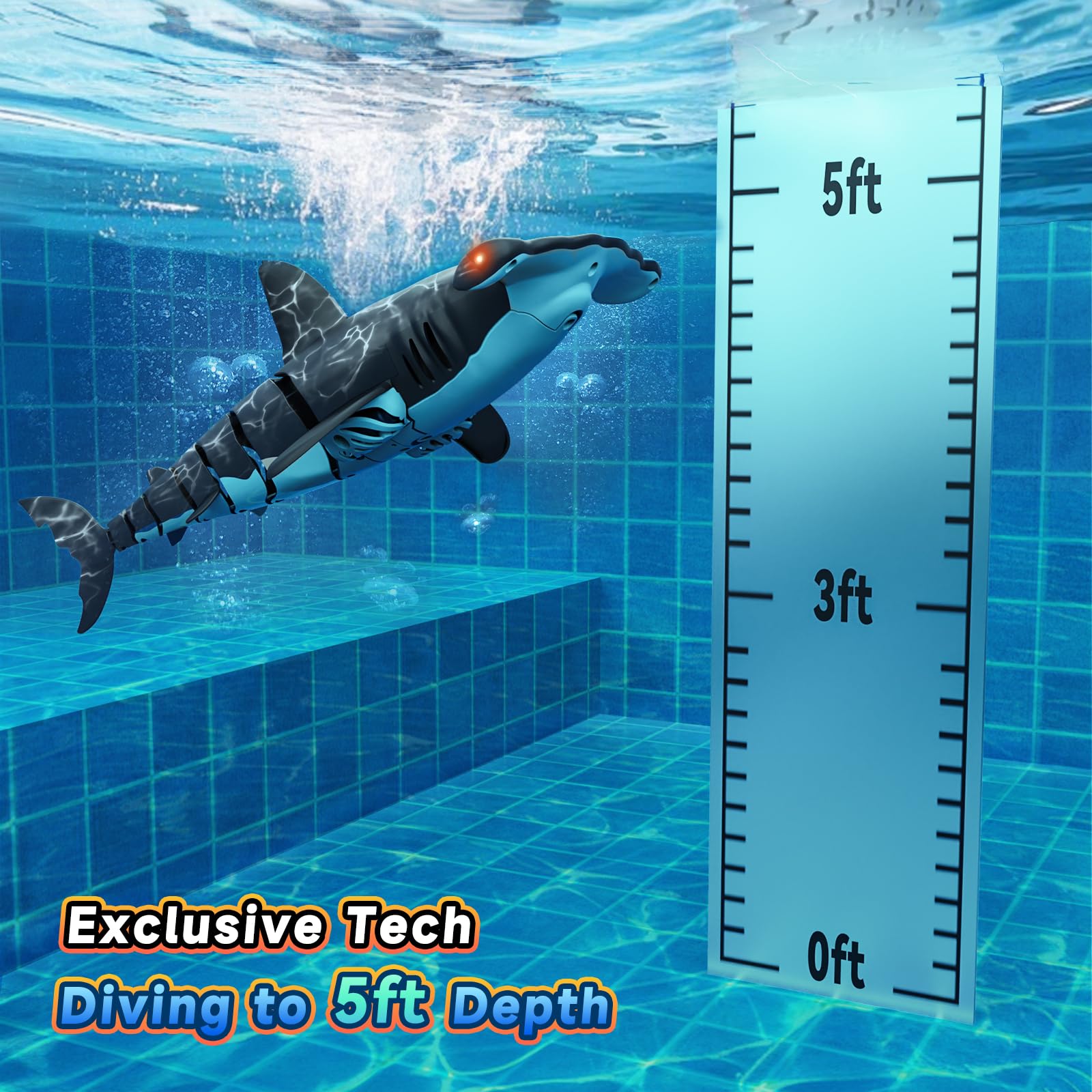 fygurso Remote Control Shark Toys High Simulation, Summer Water Toys for Kids, for Boys Ages 6+, Party Fun Games for Pool & Bath (Gray)