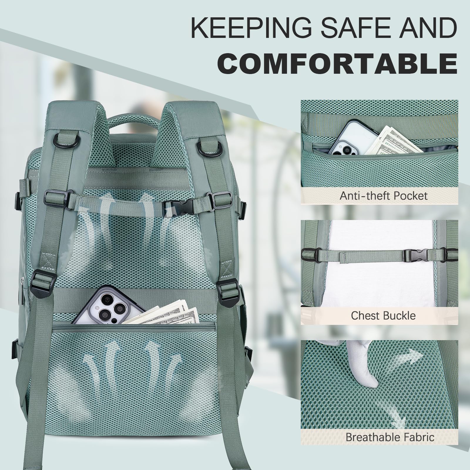 for Easyjet Cabin Bag 45x36x20, Travel Backpack with TSA Approved Clear Bag, Carry-ons Cabin Backpack for Travelling Underseat Cabin Bag Laptop Backpacks Luggage Set