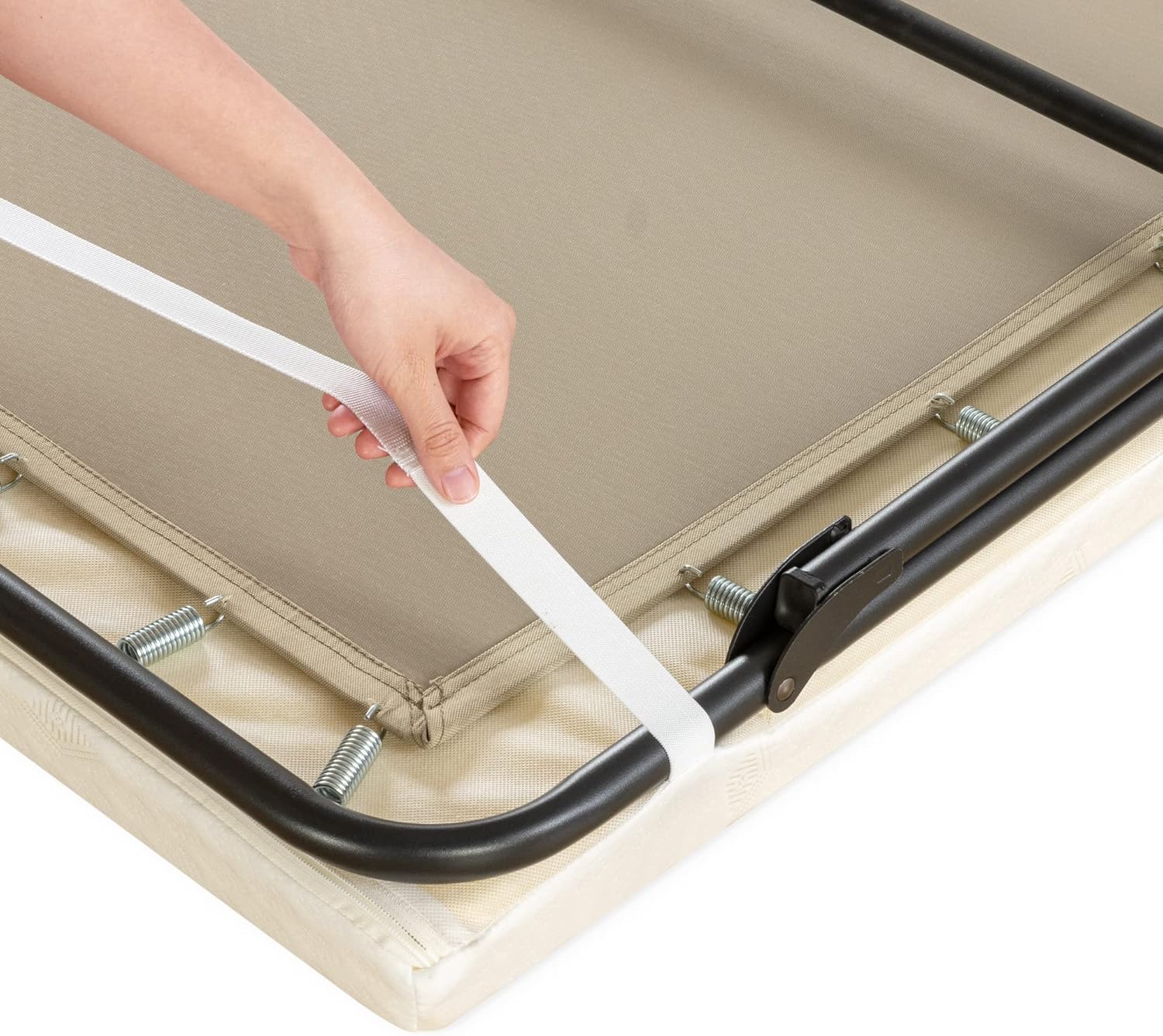 Zinus Single Folding Guest Bed frame with Foam Mattress 80x190 cm - 46 cm Height with Underbed storage - Metal Folding Guest Bed frame and Guest Mattress - Black