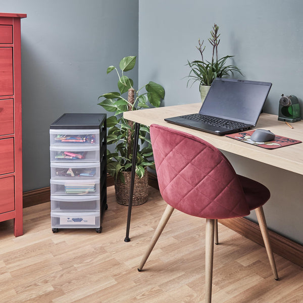 Iris Ohyama, Plastic Drawers Storage Unit, Plastic Storage Drawers, A4 Format & 4 Wheels, H61.5cm/6 Drawers, BPA Free, Black, W40 x D29 x H61.5cm,