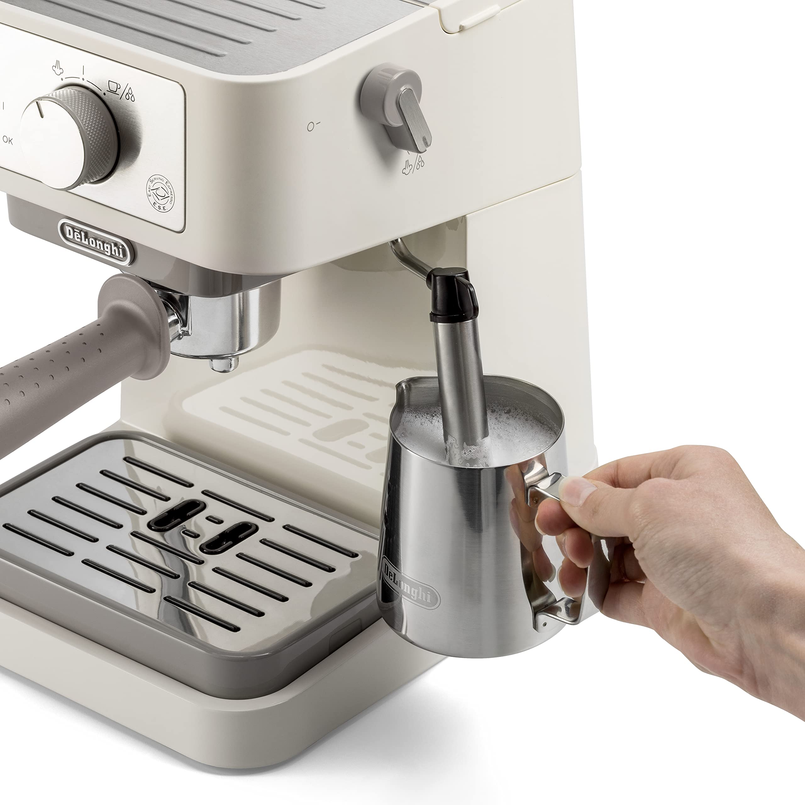 De'Longhi Manual Coffee Machine Stilosa EC260.GR, 15 Bar Pressure, Cappuccino System, Automatic Switch-Off, Compatible with ESE pods, 2 Level Tray, Capacity 1L, Green