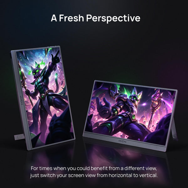 ARZOPA 16.1'' 144Hz Portable Monitor with Storage Bag, 100% sRGB 1920×1080P FHD HDR 144HZ Gaming Monitor, Ultra Slim - Eye Protection-External Second Screen for Laptop/PC/Mac/PS3/4/5/Xbox - Z1FC（Grey）