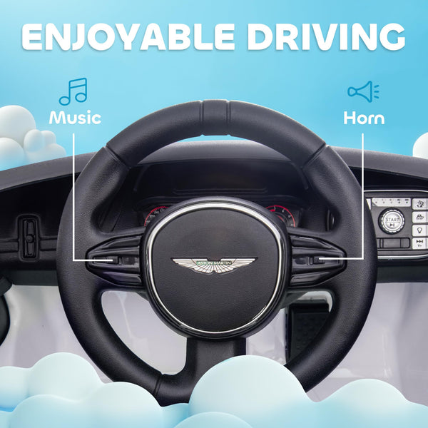 AIYAPLAY 12V Kids Electric Car, Aston Martin DBX Licensed Kids Ride on Car with Remote Control, 4 Suspension Wheels, LED Lights, Music, Horn, Slow Start, for Ages 3-6 Years, Blue