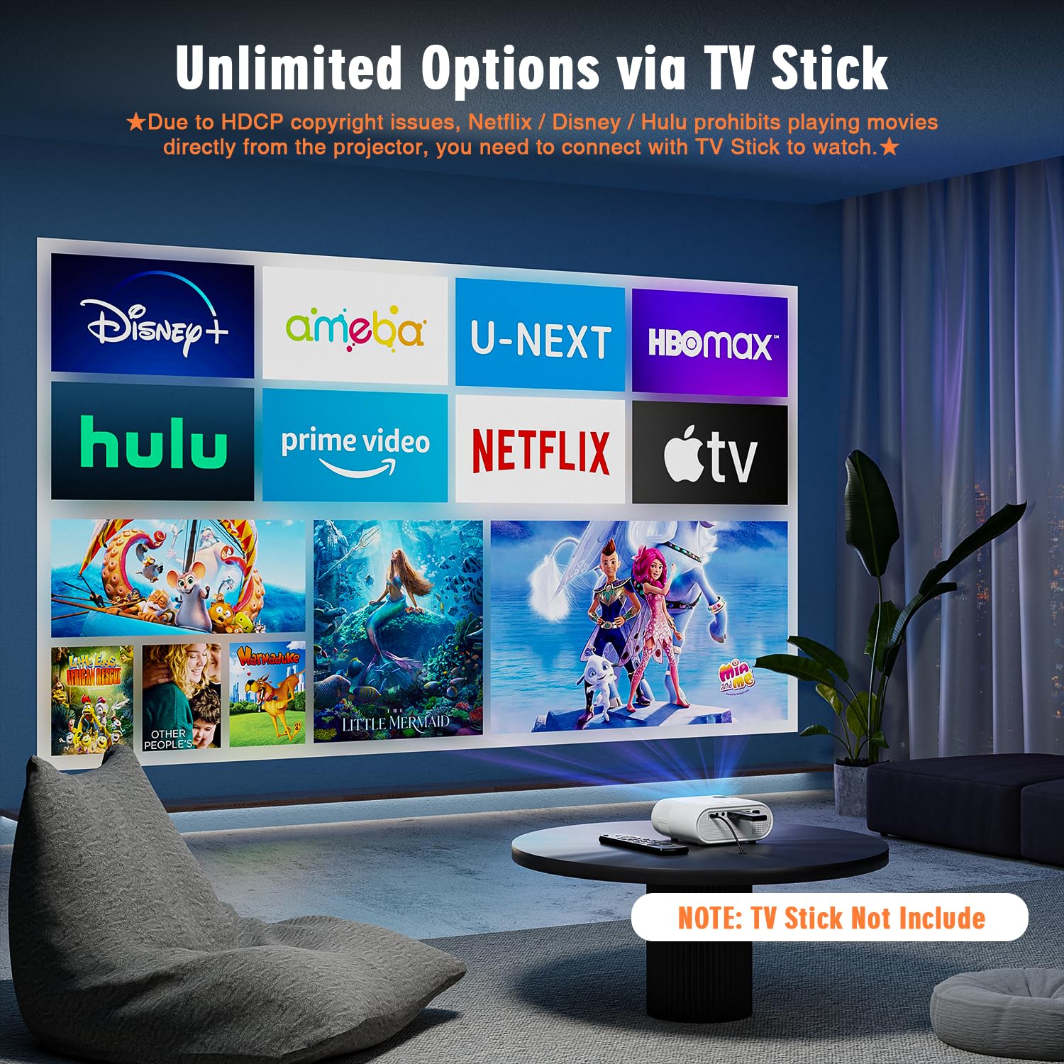 Mini Projector 15000L, Full HD 1080P, VISSPL Full HD 1080P, Portable Outdoor with Tripod, Home Theater Movie Phone Projector Compatible with Android/iOS/Windows/TV Stick/HDMI/USB