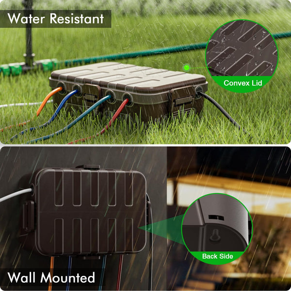 RESTMO Extra Large Waterproof Electrical Box, IP54 Weatherproof Outdoor Outlet Cover, Protect Outlet, Plug, Timer, Power Strip (Not Included), Holiday Light Decoration, 32 x 22 x 13 cm, Black