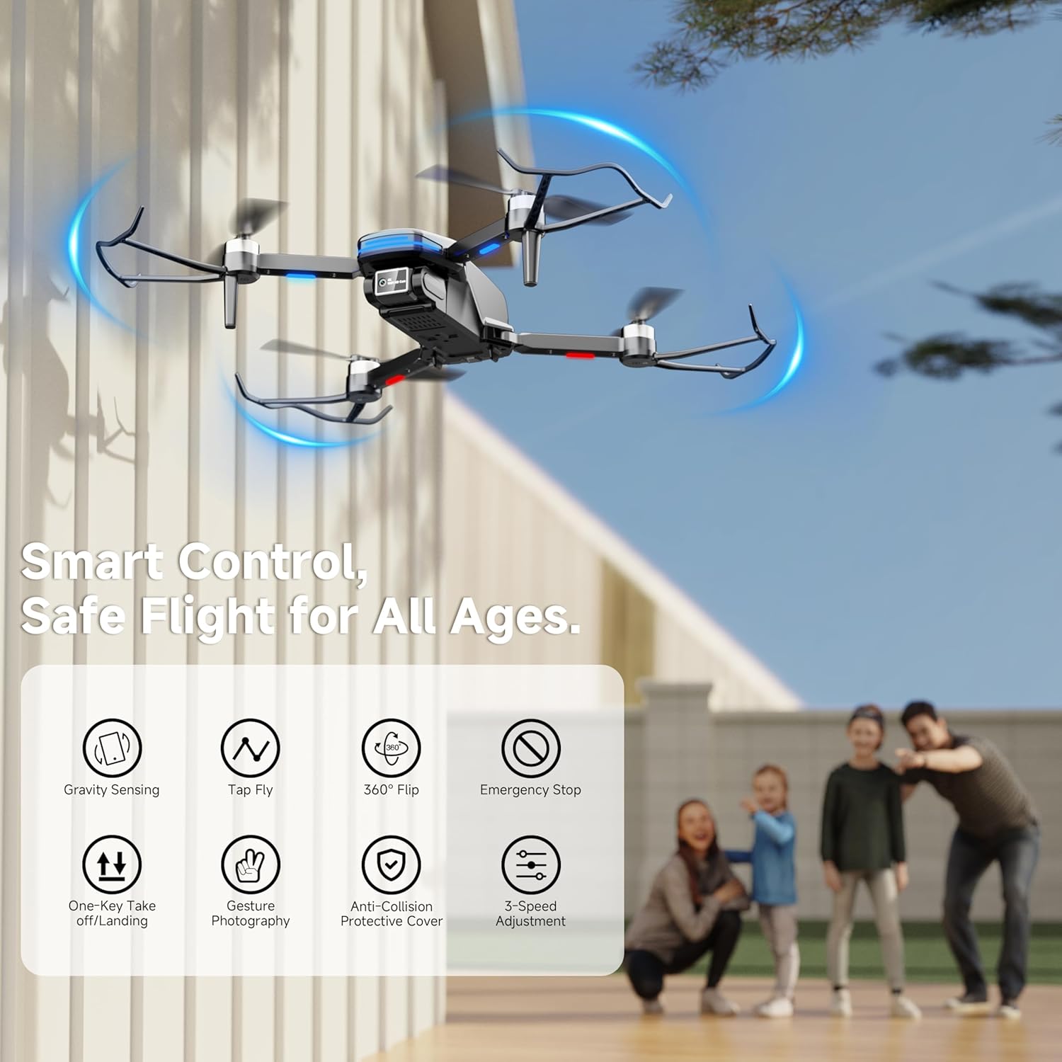 Drone with Camera 4K Professional for Adults Kids, Brushless Motor Mini Foldable RC Quadcopter, Tap Fly, Voice Control, Gesture Photography, Toys Gift for Beginners Boys 8-12